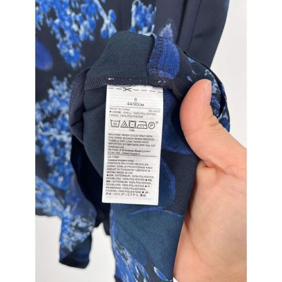 BANANA REPUBLIC FLORAL PRINT 3/4 SLEEVE FIT & FLARE DRESS BLUE MULT Size 6 - Picture 11 of 12